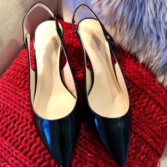 Kate Spade Ocean Black Patent Leather Sling-Back Pumps - Picture 9 of 9